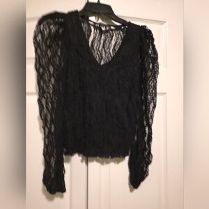 Haute Monde Sheer Black Lace Blouse